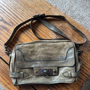 Frye Distressed Mini Cameron Olive Green Leather Crossbody Bag